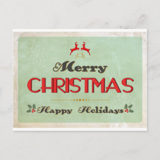 Retro Groene Kerstkaart Feestdagenkaart