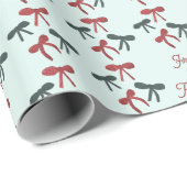 Retro groene kerstlint strikken Coquette december Cadeaupapier (Rol Hoek)