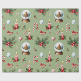 Retro groene kerstverpakkings papier