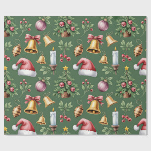 Retro groene kerstverpakkings papier