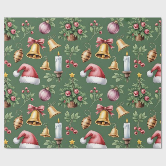 Retro groene kerstverpakkings papier (Vlak)