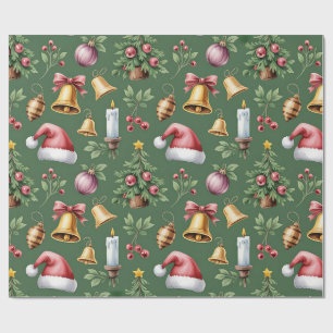 Retro groene kerstverpakkings papier