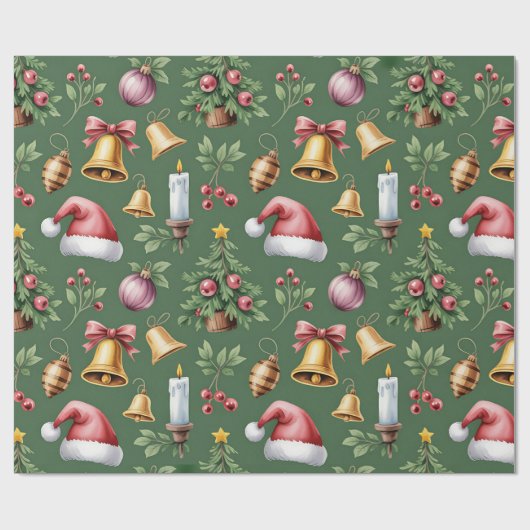 Retro groene kerstverpakkings papier (Vlak)