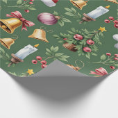 Retro groene kerstverpakkings papier (Hoek)