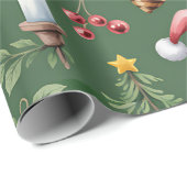 Retro groene kerstverpakkings papier (Rol Hoek)