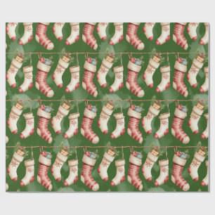 Retro groene kerstverpakkings papier