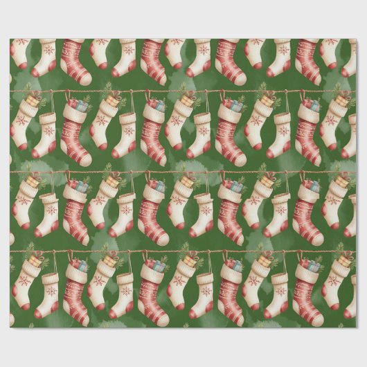 Retro groene kerstverpakkings papier (Vlak)