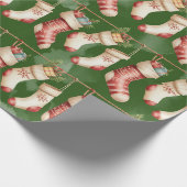 Retro groene kerstverpakkings papier (Hoek)