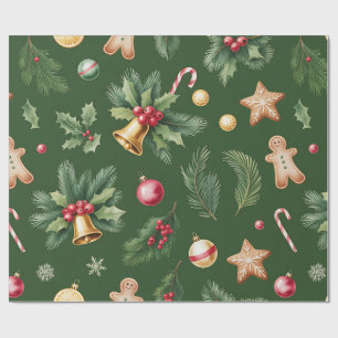 Retro groene kerstverpakkings papier