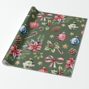 Retro groene kerstverpakkings papier