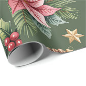 Retro groene kerstverpakkings papier (Rol Hoek)
