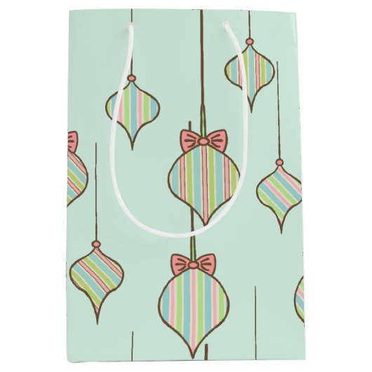 Retro  Groene Kerstversieringen Cadeauzak Medium Cadeauzakje (Voorkant)