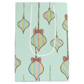 Retro Groene Kerstversieringen Cadeauzak Medium Cadeauzakje (Achterkant)