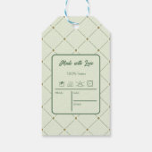 Retro Groene Kleding Grootte & Prijs Hang Label La Cadeaulabel (Achterkant)