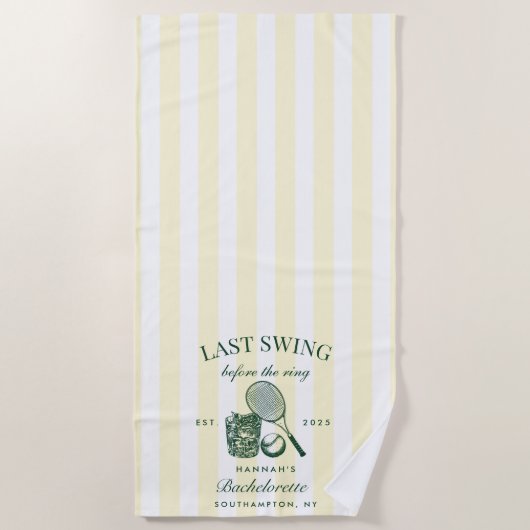 Retro groene laatste swing voor de ring Tennis Bac Strandlaken (Voorkant)