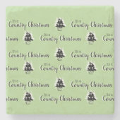 Retro Groene Land Kerstbomen Stenen Onderzetter (Voorkant)