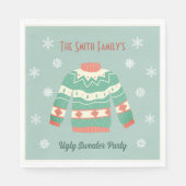 Retro Groene Lelijke Kersttrui Party Sneeuwvlok Servet (Voorkant)