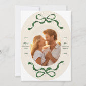 Retro groene linten ovale boog foto Kerstmis Feestdagenkaart (Voorkant)