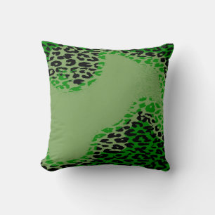 Retro groene luipaardprint en modern ontwerp kussen