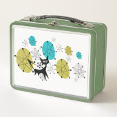 Retro Groene Lunchbox met Atomic Cat (Voorkant)