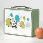 Retro Groene Lunchbox met Atomic Cat (In situ)