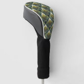 Retro groene olijf geometrisch kunstpatroon golfheadcover (Schuin)