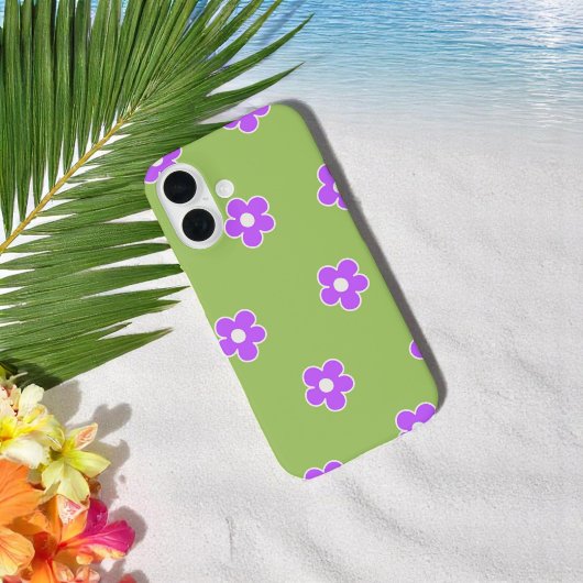 Retro Groene Paarse Floral Whimsical Preppy Hippie Case-Mate iPhone Case