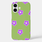 Retro Groene Paarse Floral Whimsical Preppy Hippie Case-Mate iPhone Case (Achterkant)