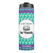 Retro Groene Patroon Kano Otter Aangepaste Naam Thermosbeker (Voorkant)