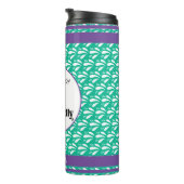 Retro Groene Patroon Kano Otter Aangepaste Naam Thermosbeker (Geroteerd rechts)