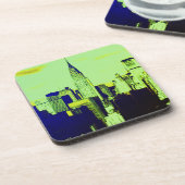 Retro Groene Pop Art Comic Dot New York Bier Onderzetter (Linkerzijde)