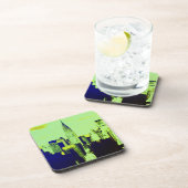 Retro Groene Pop Art Comic Dot New York Bier Onderzetter (Rechterzijde)