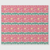 Retro Groene Rode Bloemen Geschenkverpakking Papi Cadeaupapier (Vlak)