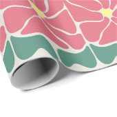 Retro Groene Rode Bloemen Geschenkverpakking Papi Cadeaupapier (Rol Hoek)