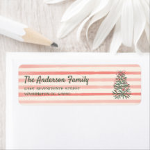 Retro Groene Rode Hand Getrokken Linten Boom Kerst