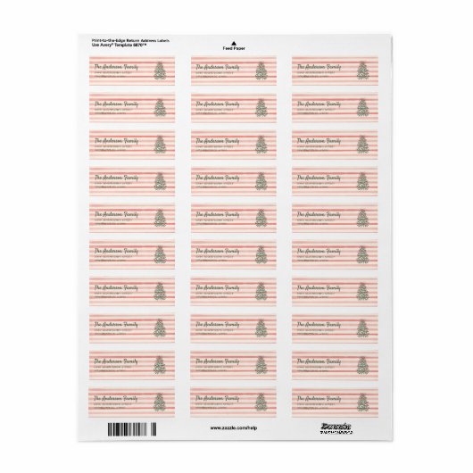 Retro Groene Rode Hand Getrokken Linten Boom Kerst Etiket (Full Sheet)