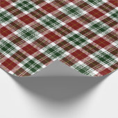 Retro groene rode Kerstmis Nieuwjaar Schotse ruit Cadeaupapier (Hoek)