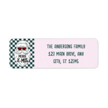 Retro groene roze geruite kerstman kerst