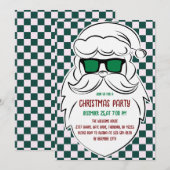 Retro groene roze geruite kerstman kerstfeest kaart (Voorkant / Achterkant)