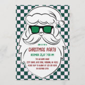 Retro groene roze geruite kerstman kerstfeest kaart (Voorkant)