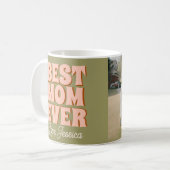 Retro groene roze grappige Moederdag foto Koffiemok (Voorkant links)