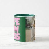Retro groene roze grappige Moederdag foto Mok (Midden)