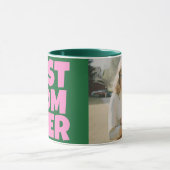 Retro groene roze Moederdag foto  Mok (Midden)