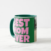 Retro groene roze Moederdag foto  Mok (Voorkant links)