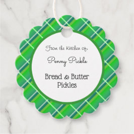 Retro groene ruit aangepaste baklabel bedankjes labels