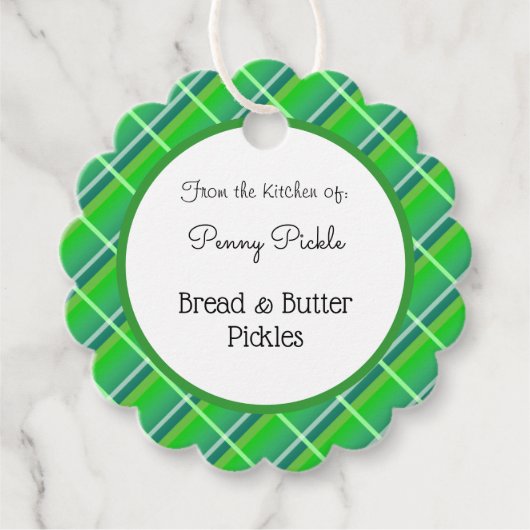 Retro groene ruit aangepaste baklabel bedankjes labels (Voorkant)