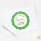Retro groene ruit aangepaste inmaak of bakken ronde sticker (Envelop)