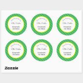 Retro groene ruit aangepaste inmaak of bakken ronde sticker (Vel)