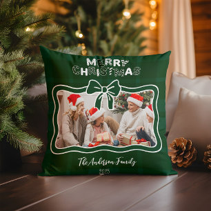 Retro groene ruit Kerstmis met een vleugje waanzin Kussen