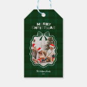 Retro groene ruit whimsical Kerstmis  Cadeaulabel (Voorkant)